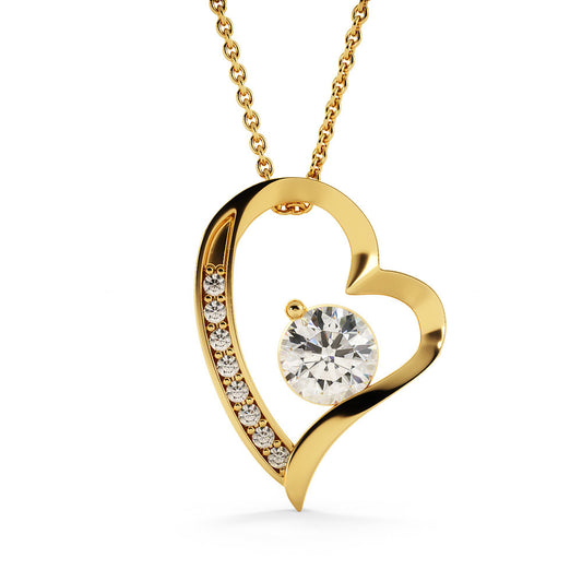 Golden Crystal Heart Pendant with golden Chain for mother's day