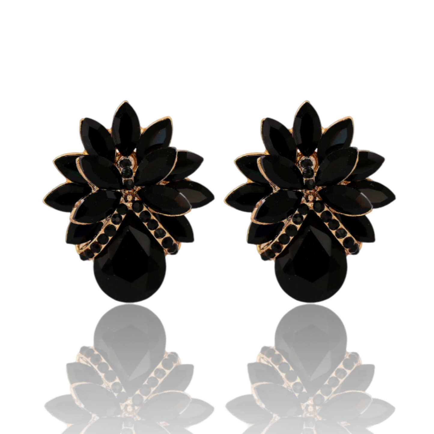 Flower Shape Glass Stone Stud Earrings