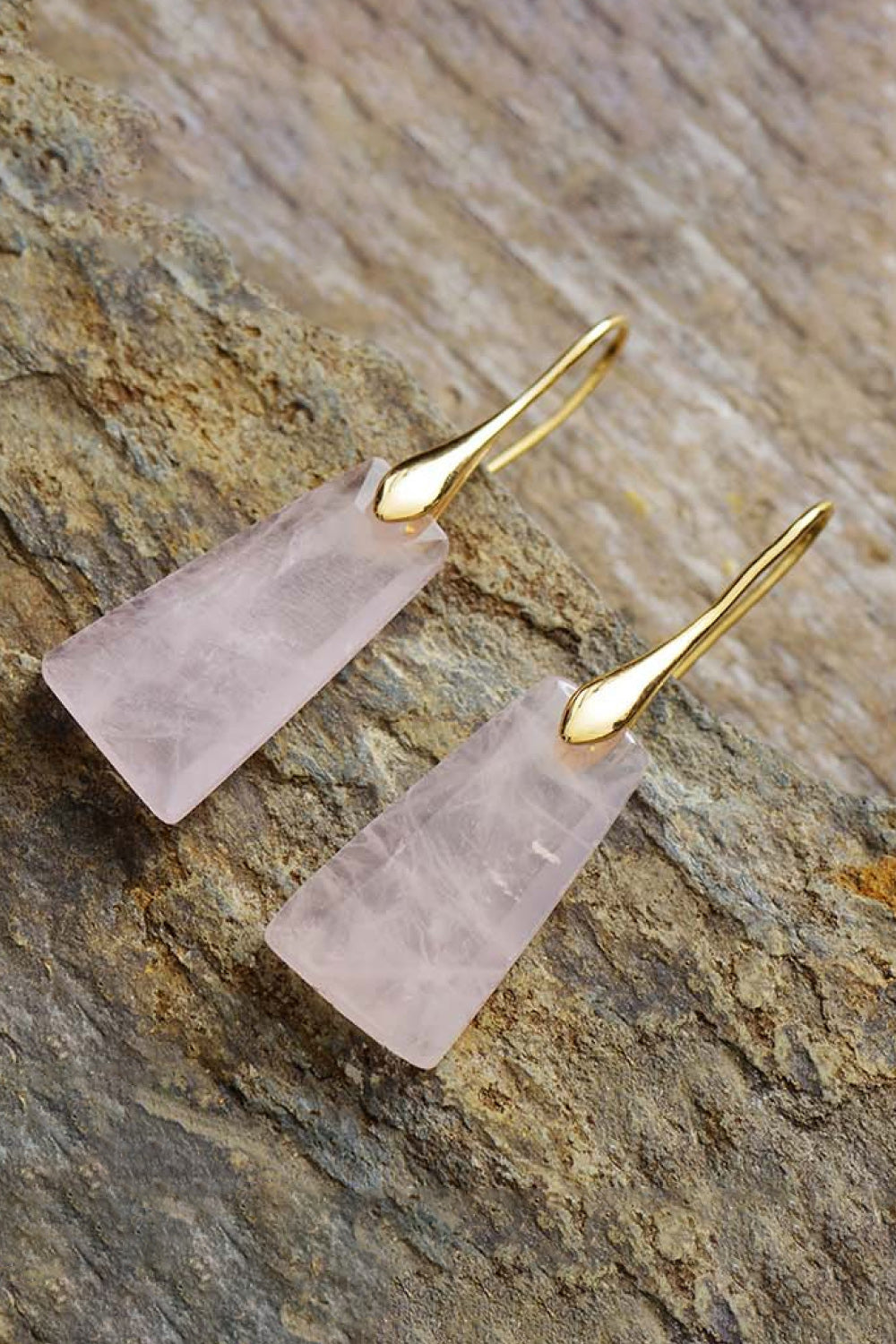 Handmade Geometrical Shape Natural Stone Dangle Earrings - consueloalondra