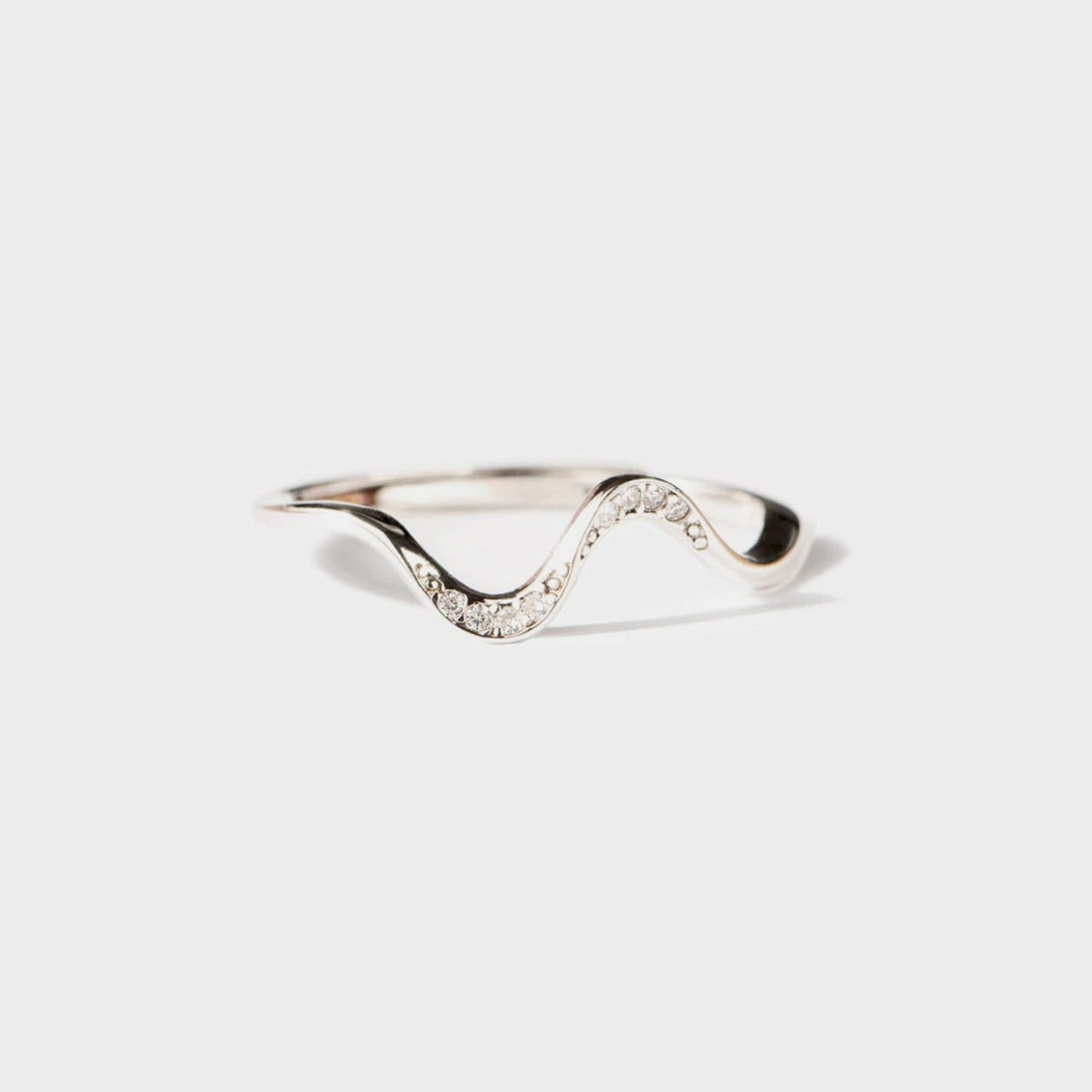 Wave Shape Ring 925 Sterling Silver Inlaid Zircon