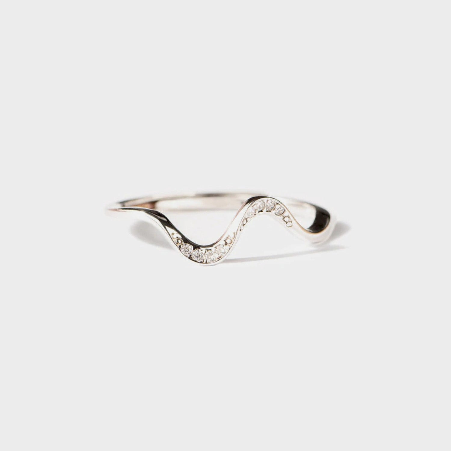 Wave Shape Ring 925 Sterling Silver Inlaid Zircon