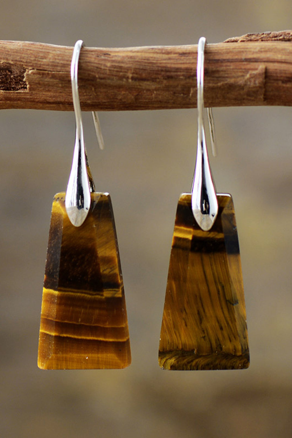 Handmade Geometrical Shape Natural Stone Dangle Earrings - consueloalondra