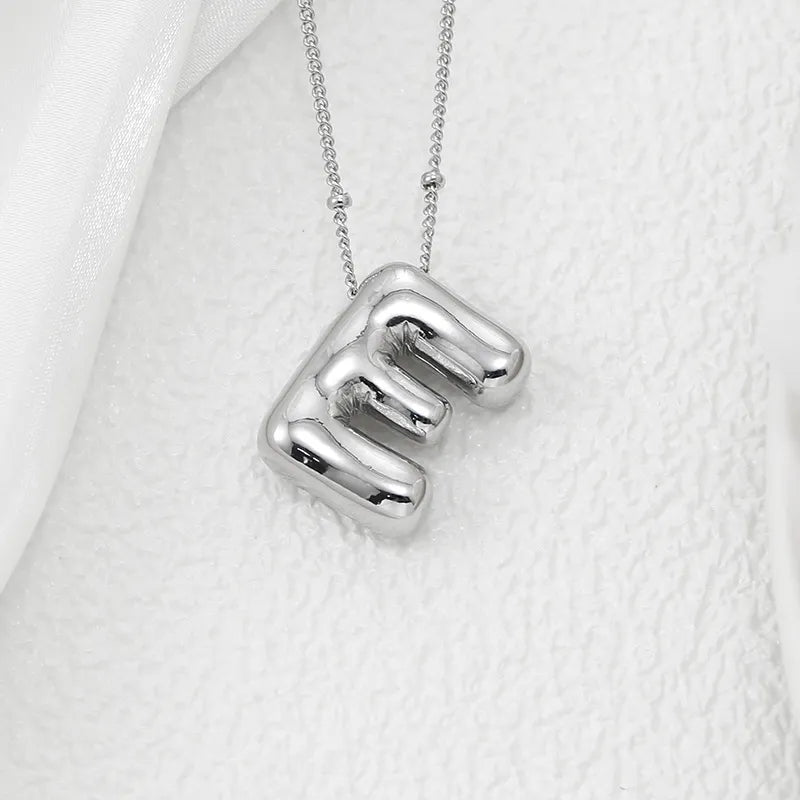 Copper Bubble Letter Pendant Necklace – Platinum-Plated Charm - consueloalondra