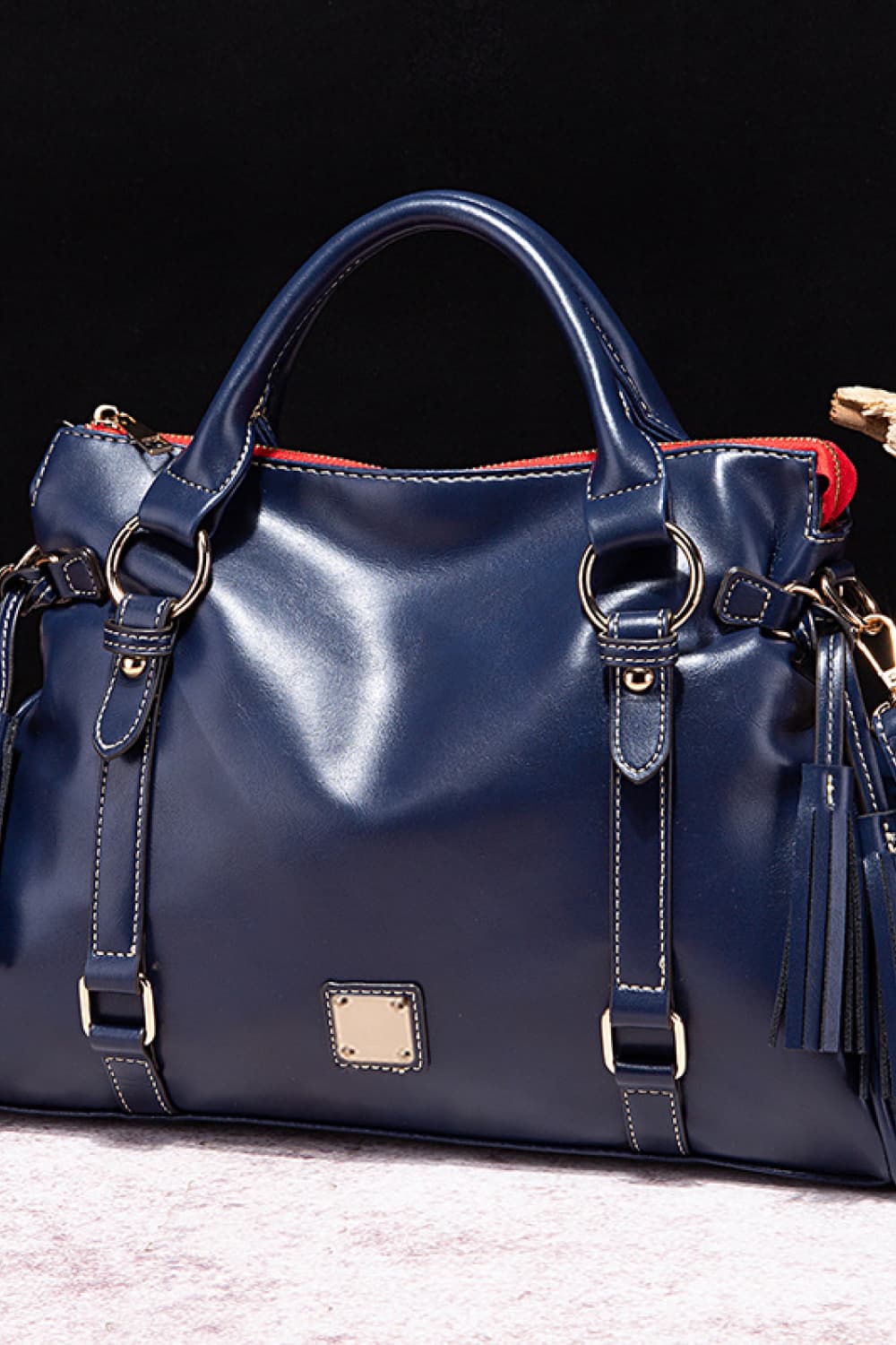 PU Leather Handbag with Tassels-Sophisticated in Motion - consueloalondra