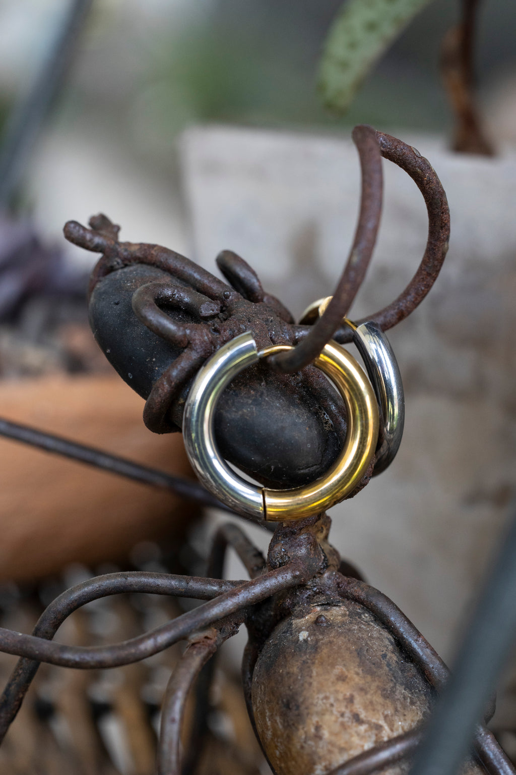 Sterling steel and Gold Plated Hoop Earrings