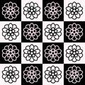 Pink and black floral checker digital paper