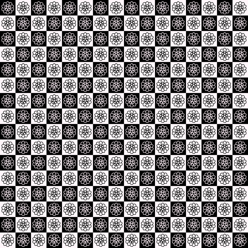 Pink and black floral checker digital paper