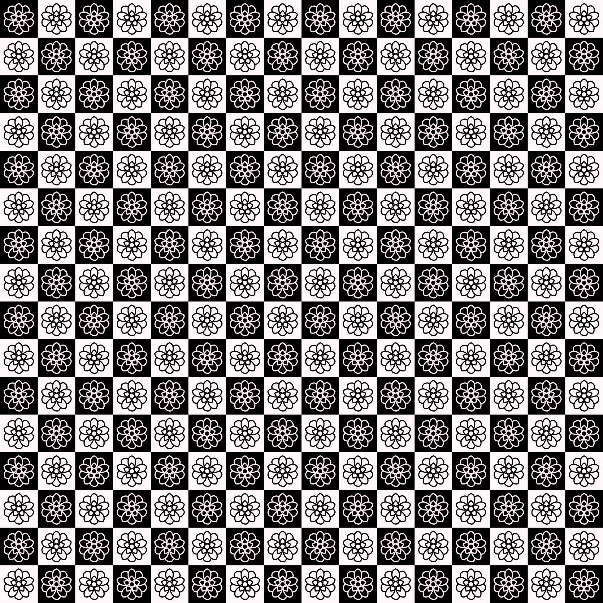 Pink and black floral checker digital paper