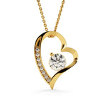 Golden Crystal Heart Pendant with golden Chain for mother's day