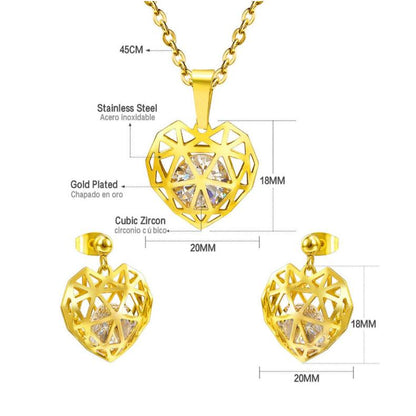 Gold plated Gem stone Heart set