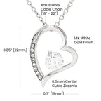 Measurement for 14k White Gold Pendent Crystal Heart 