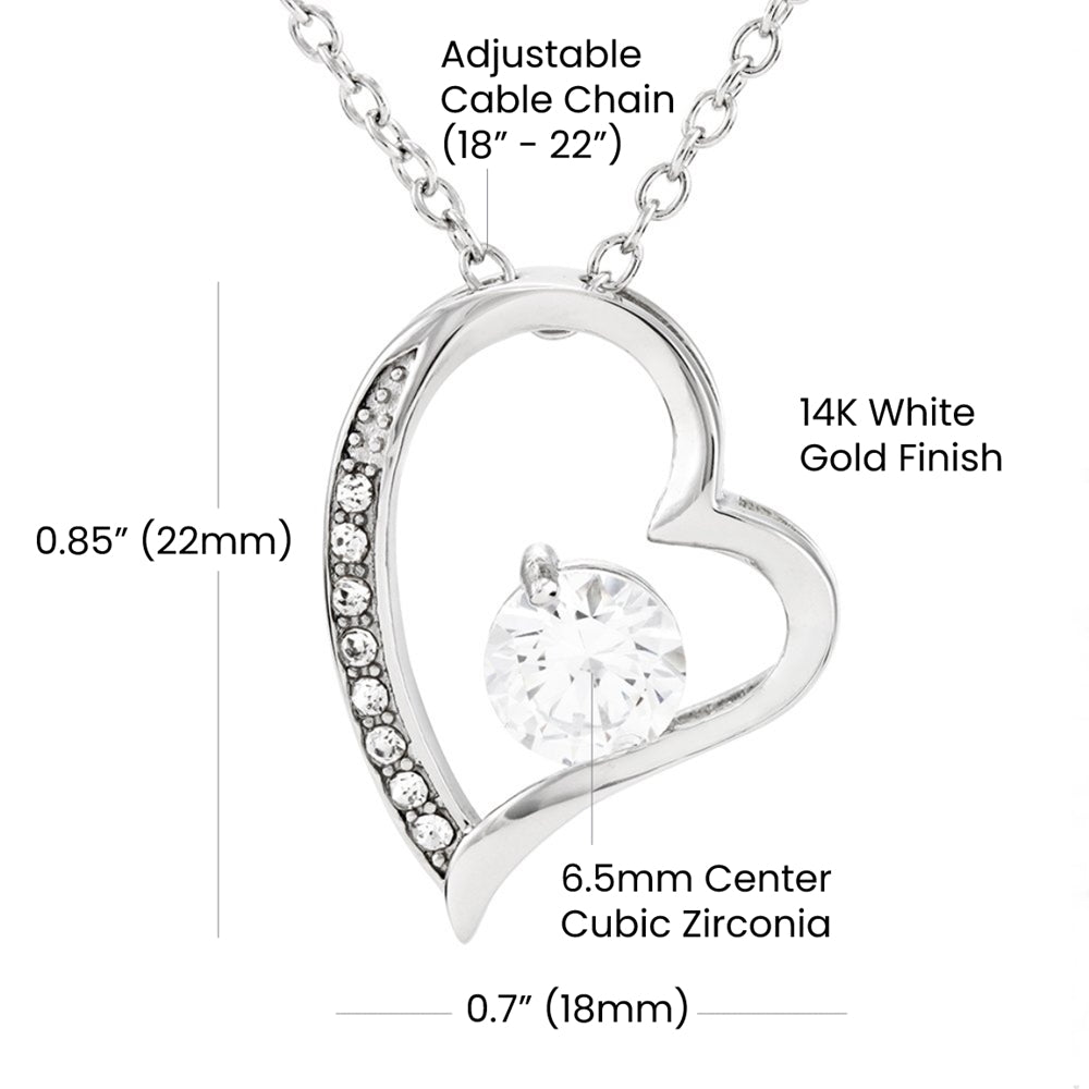 Measurement for 14k White Gold Pendent Crystal Heart 