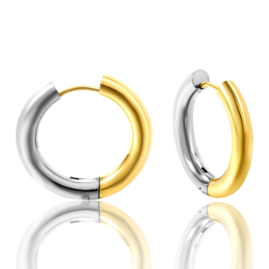 Sterling steel and Gold Plated Hoop Earrings