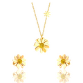 Daisy Flower Plated Gold Necklace and Earrings - consueloalondra