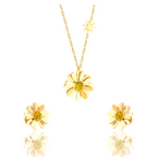 Daisy Flower Plated Gold Necklace and Earrings - consueloalondra