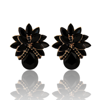 Flower Shape Glass Stone Stud Earrings