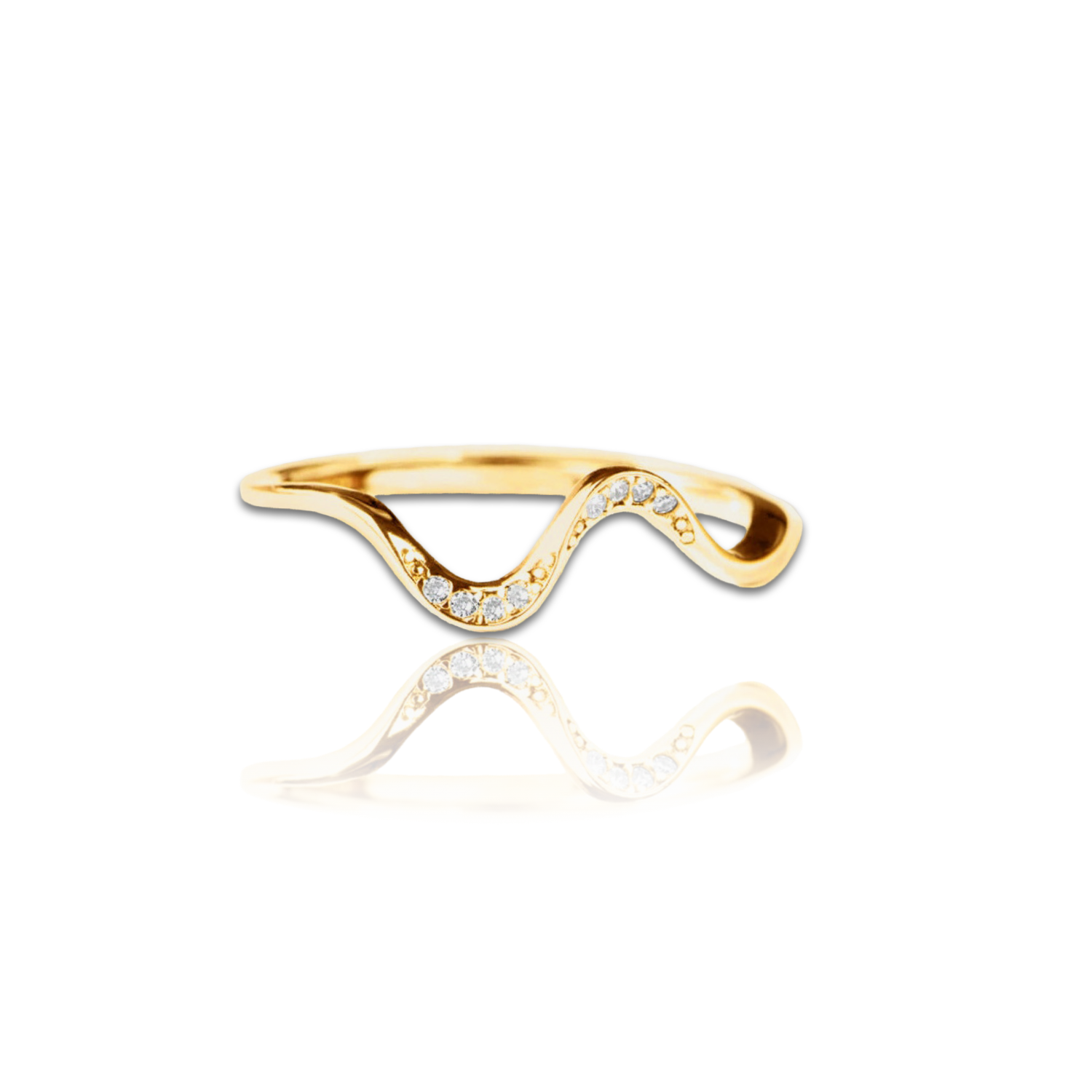 Wave Shape Ring 925 Sterling Silver Inlaid Zircon