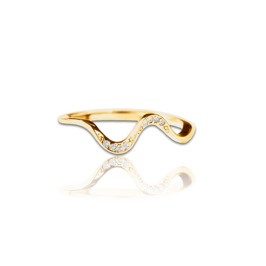 Wave Shape Ring 925 Sterling Silver Inlaid Zircon