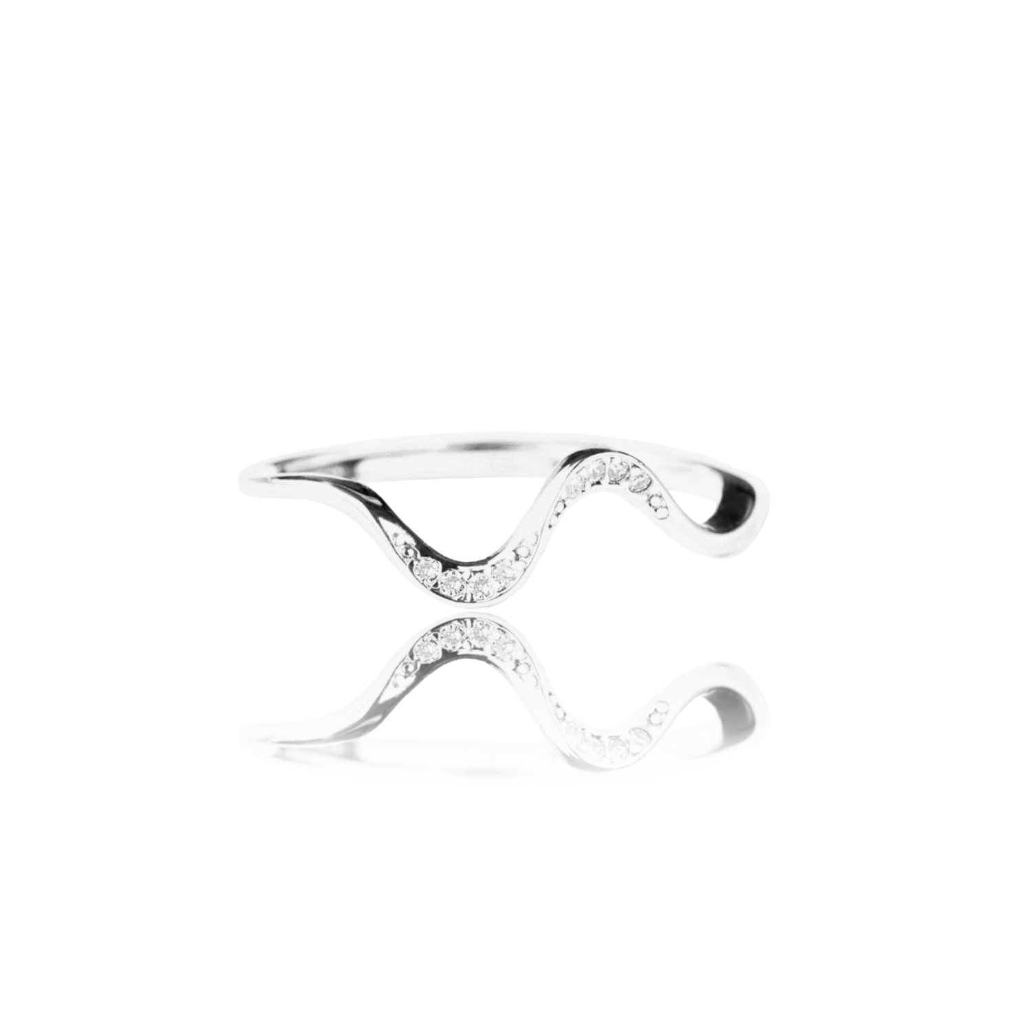 Wave Shape Ring 925 Sterling Silver Inlaid Zircon