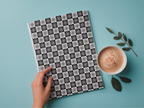 Pink and black floral checker digital paper