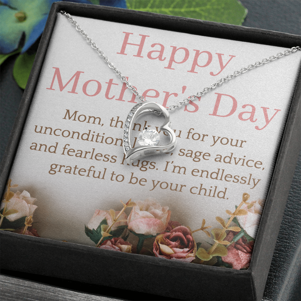Rose design and dedication fro mother's day with white gold and Crystal pendant necklace.