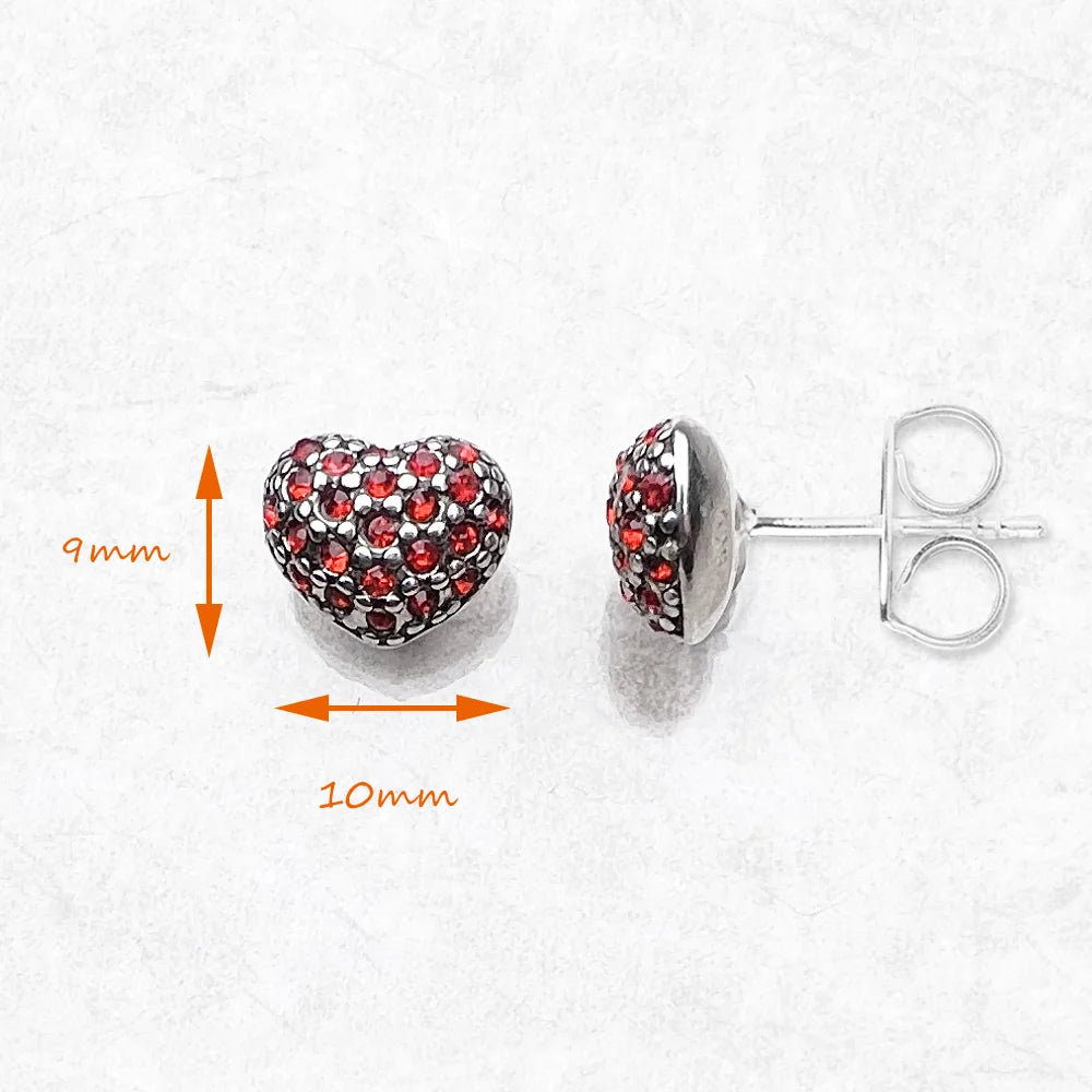 Stud Earrings Red Heart