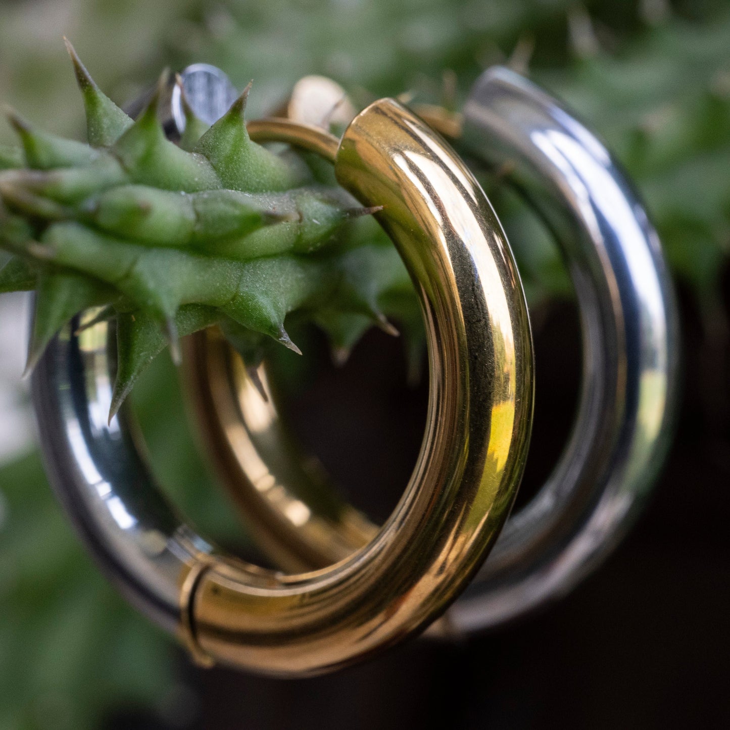 Silver & plated gold hoop earrings