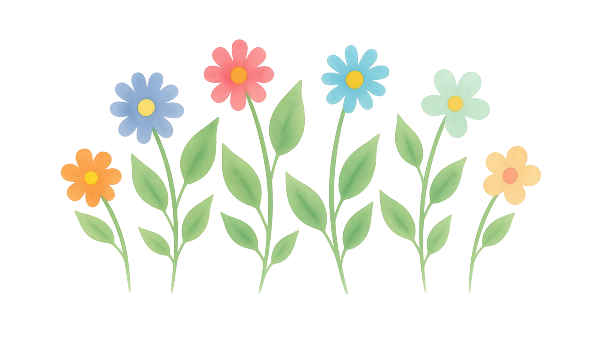 Three Horizontal Water Color Digital Flower Design