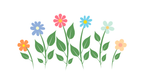 Three Horizontal Transparent Background PNG Water Color Flower Design / Flores de Colores