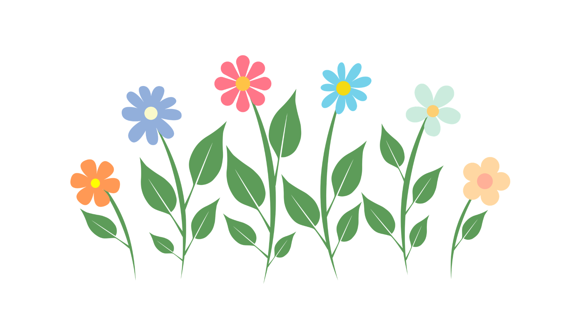 Three Horizontal Transparent Background PNG Water Color Flower Design / Flores de Colores