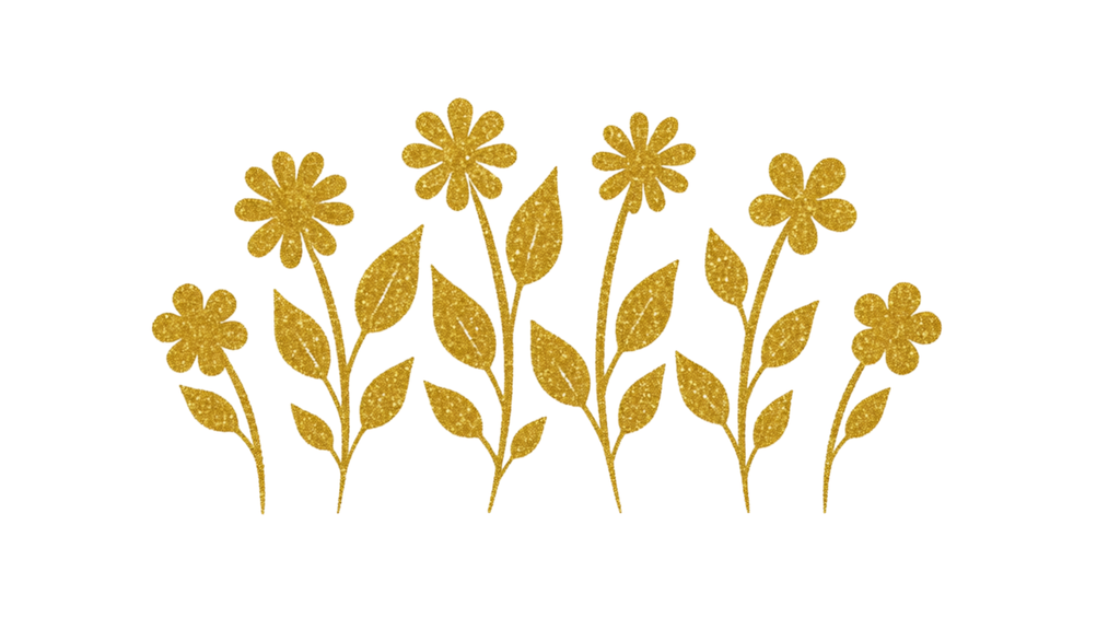 Gold and 3D Red Flowers High Resolution Transparent / Flores color ORO y Rojas 3D