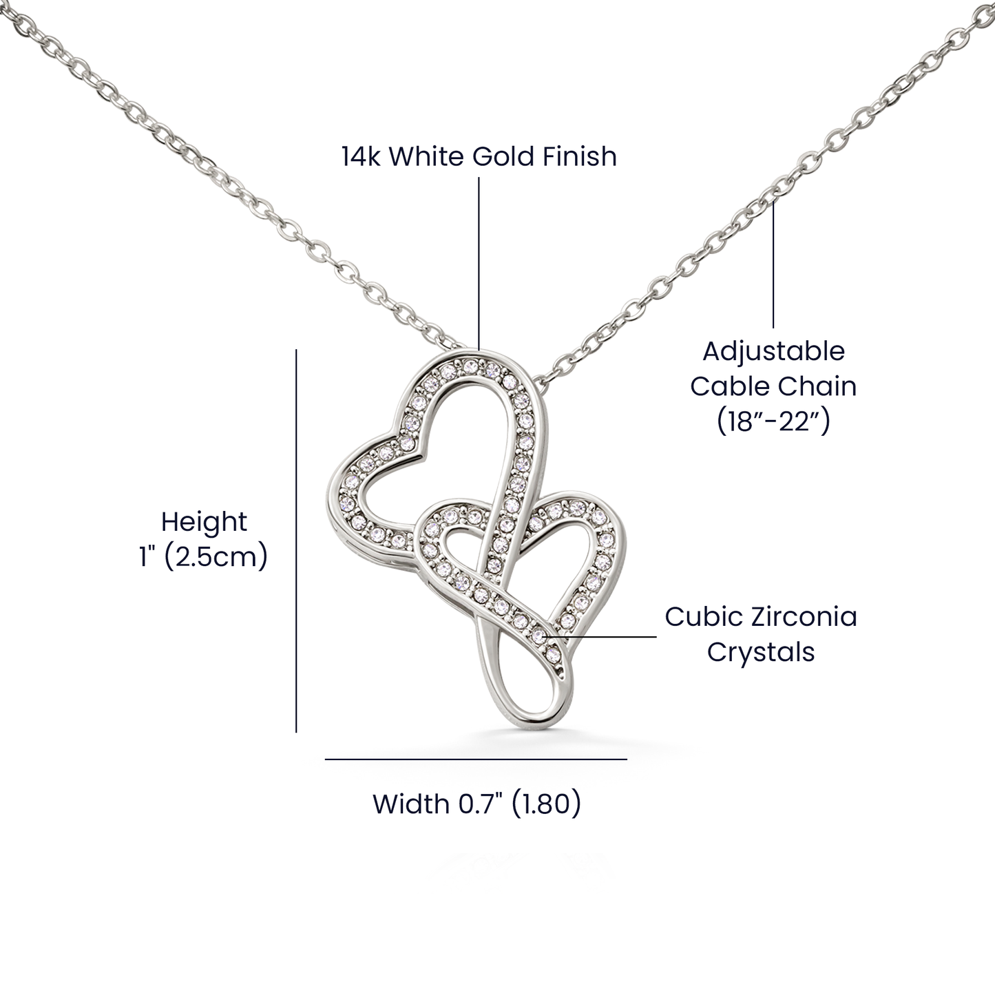 Intertwined heart Necklace decorated Small Swarovskis