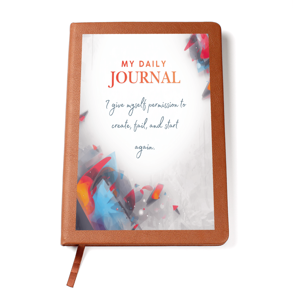 Graphic Leather Journal – Vegan Leather Cover, Custom Printed Front