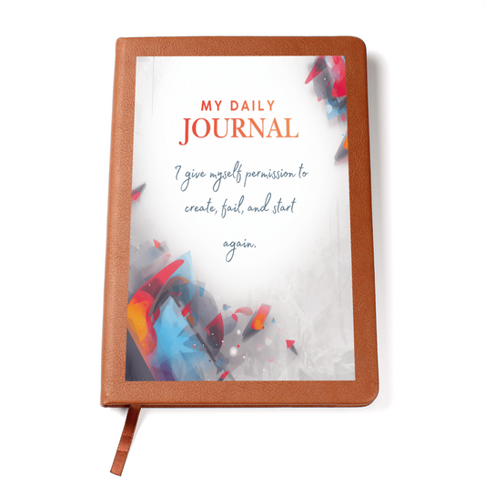 Graphic Leather Journal – Vegan Leather Cover, Custom Printed Front