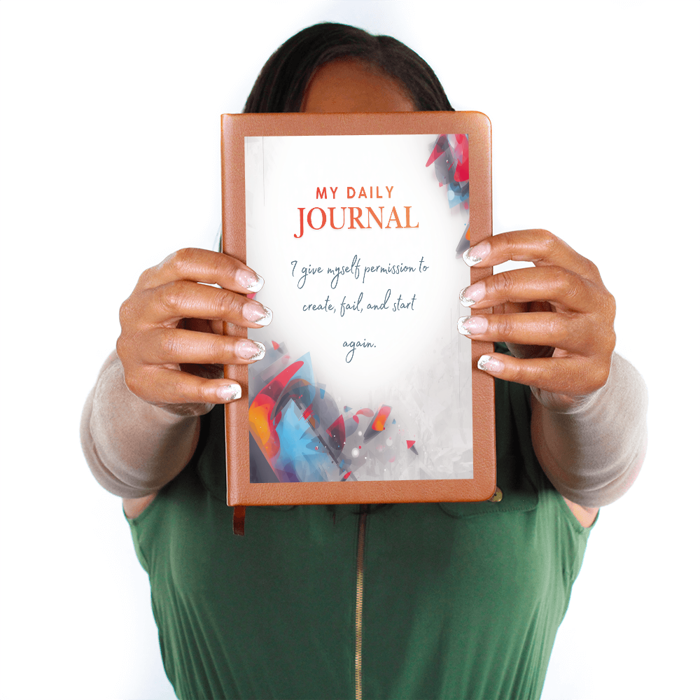 Graphic Leather Journal – Vegan Leather Cover, Custom Printed Front