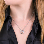 White Gold Over Stainless Steel Necklace