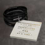 Men’s Cross Vegan Leather Bracelet | Faith & Entrepreneurship Gift