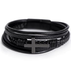 Men’s Cross Vegan Leather Bracelet | Faith & Entrepreneurship Gift