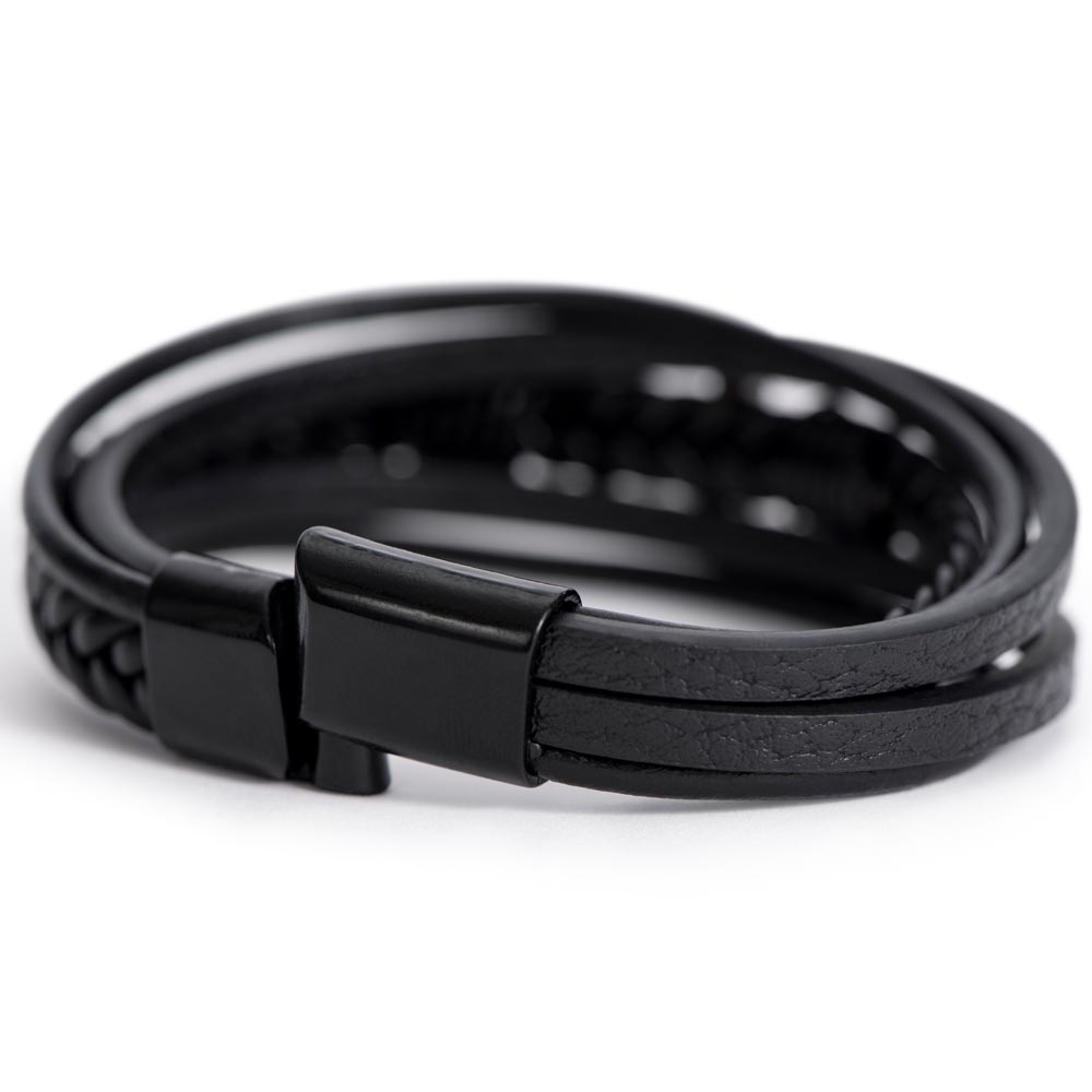 Men’s Cross Vegan Leather Bracelet | Faith & Entrepreneurship Gift