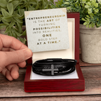 Men’s Cross Vegan Leather Bracelet | Faith & Entrepreneurship Gift