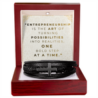 Men’s Cross Vegan Leather Bracelet | Faith & Entrepreneurship Gift