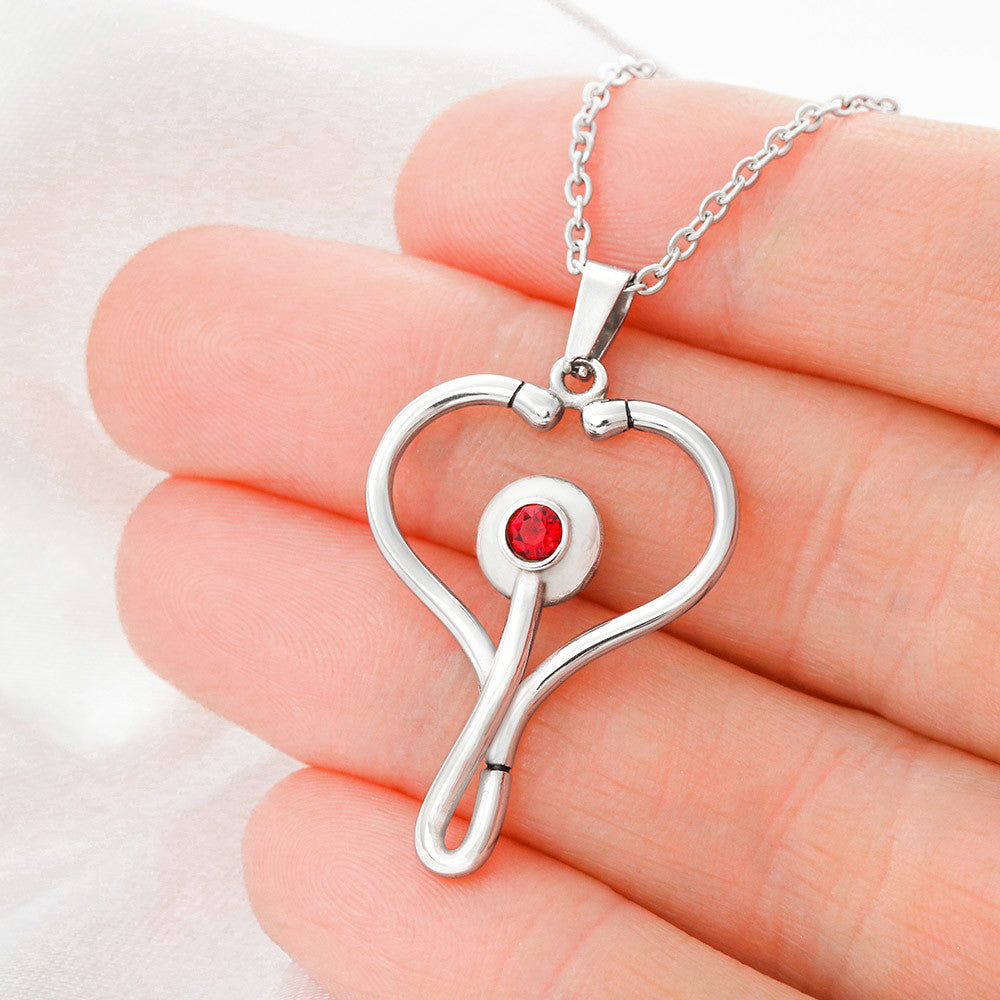 Stainless Steel Necklace with Red Swarovski®