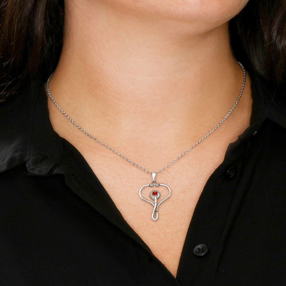 Stainless Steel Necklace with Red Swarovski®