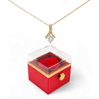 Lobster clasp attachment with Luxurious gift box with preserved red rose