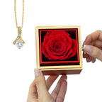 Lobster clasp attachment with Luxurious gift box with preserved red rose