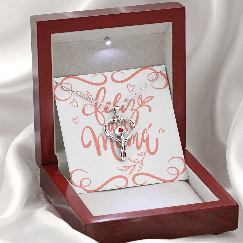 Stainless Steel Necklace with Red Swarovski®