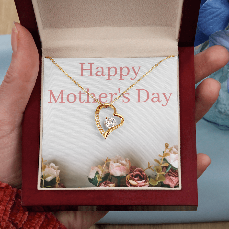 Elegant red box for gold necklace for mother's day gift.